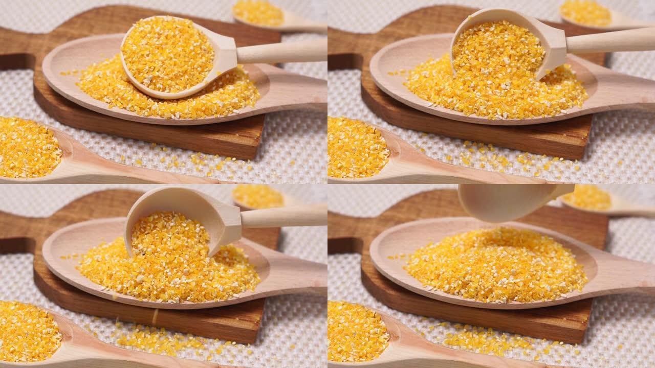 干玉米粉。谷物，玉米产品生产谷物的概念。
