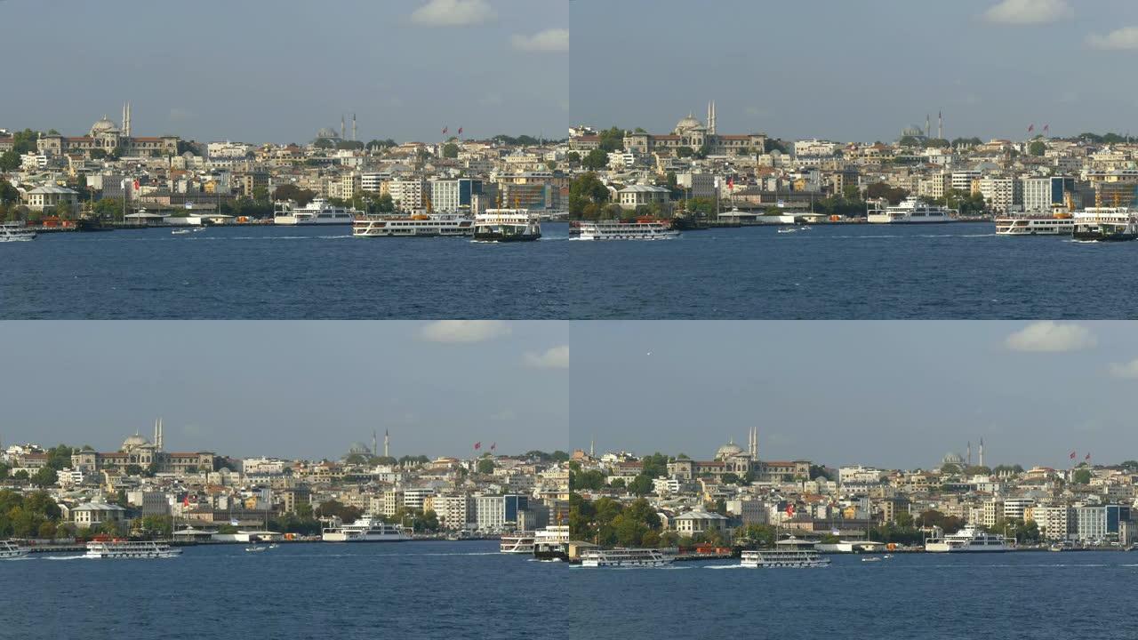 博斯普鲁斯海峡伊斯坦布尔堤防的美丽景观