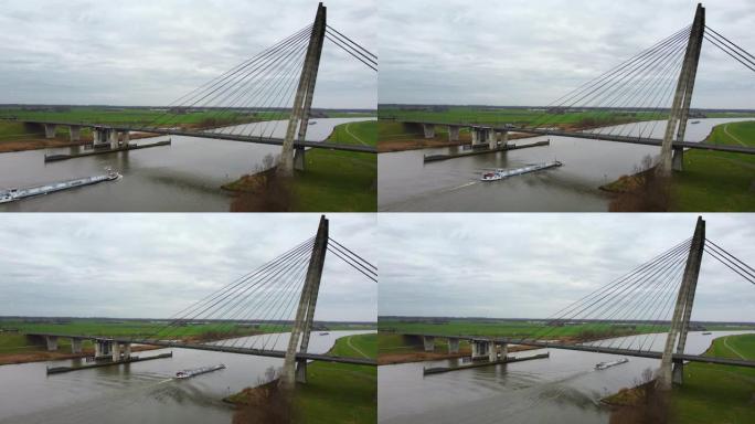 Eilandbrug和IJssel河上的高架无人机视图