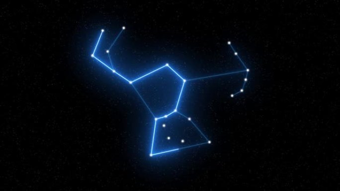 猎户座-带有星域空间背景的动画十二生肖星座和星座符号