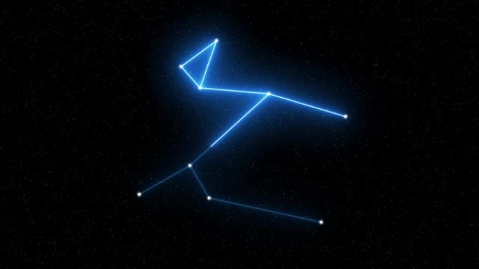 大犬座-带有星域空间背景的动画十二生肖星座和星座符号