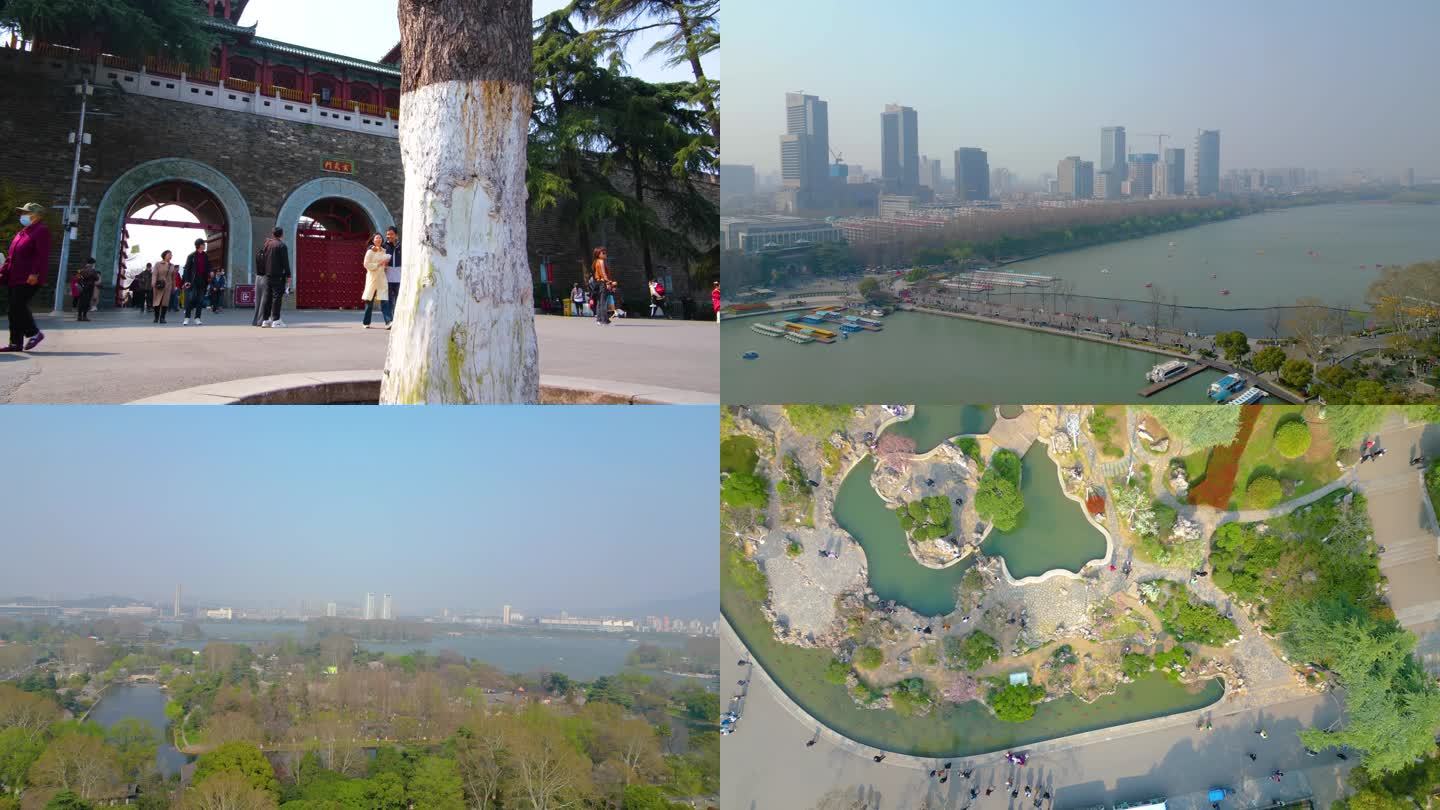 南京市玄武区玄武门玄武湖风景视频素材航拍