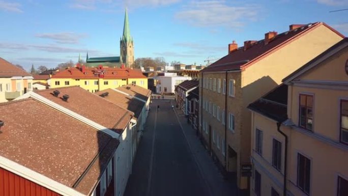 瑞典历史悠久的林雪平市的鸟瞰图。