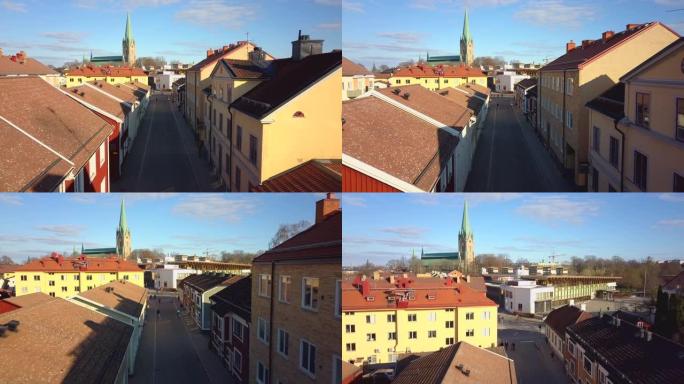 瑞典历史悠久的林雪平市的鸟瞰图。