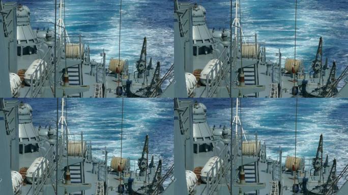 背景-在军舰上航海航行海上巡逻海警船只