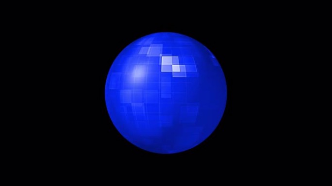 抽象蓝色高科技未来迪斯科舞会。4K 3D渲染无缝循环数字电子光球与阿尔法通道隔离使用Quicktim