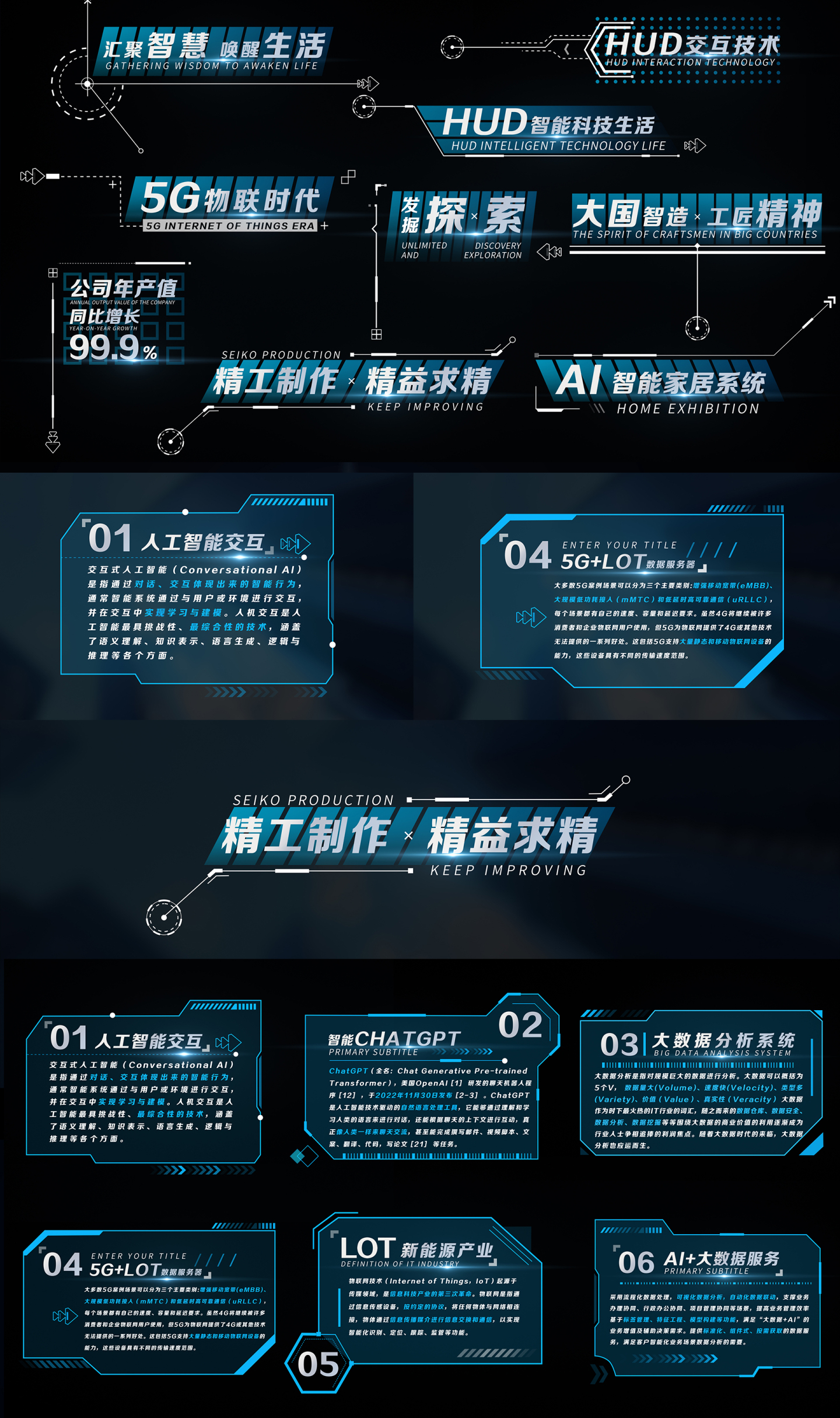 多组科技感文字字幕标题框