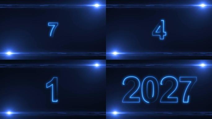 新年2027倒计时蓝色彩色抽象动画