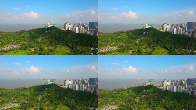 珠海城市景观晴天公园山湾空中全景4k中国