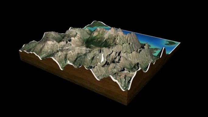 落基山脉地图3D渲染360度循环动画