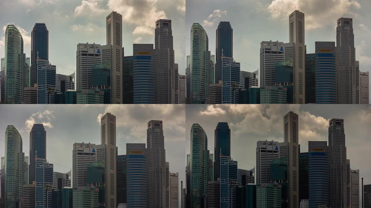阳光云新加坡市市中心全景延时4k