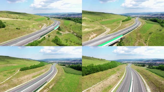 A3特兰西瓦尼亚的高速公路，4k剪辑，吉劳和纳达塞尔之间的路段