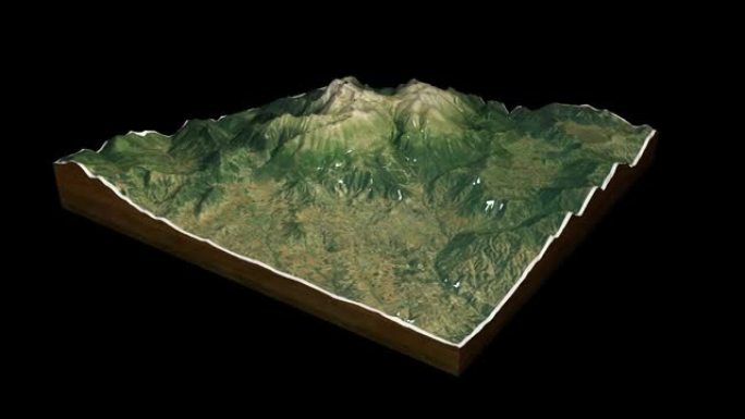 奥林匹斯山地形图3D渲染360度循环动画