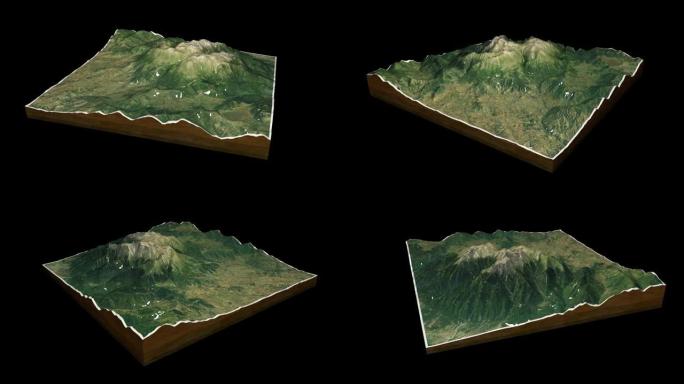 奥林匹斯山地形图3D渲染360度循环动画