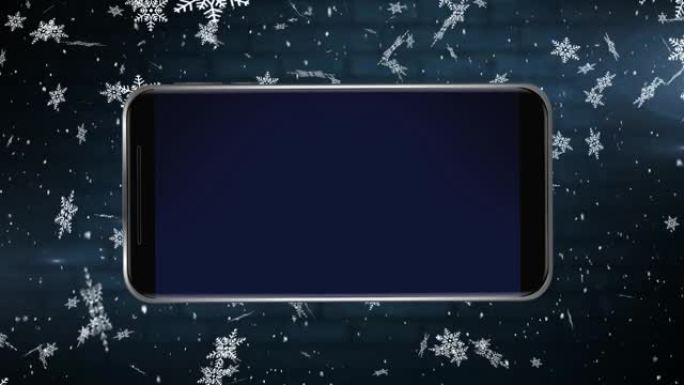 背景积雪的空白智能手机屏幕动画