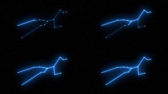 金牛座-带有星域空间背景的动画十二生肖星座和星座符号