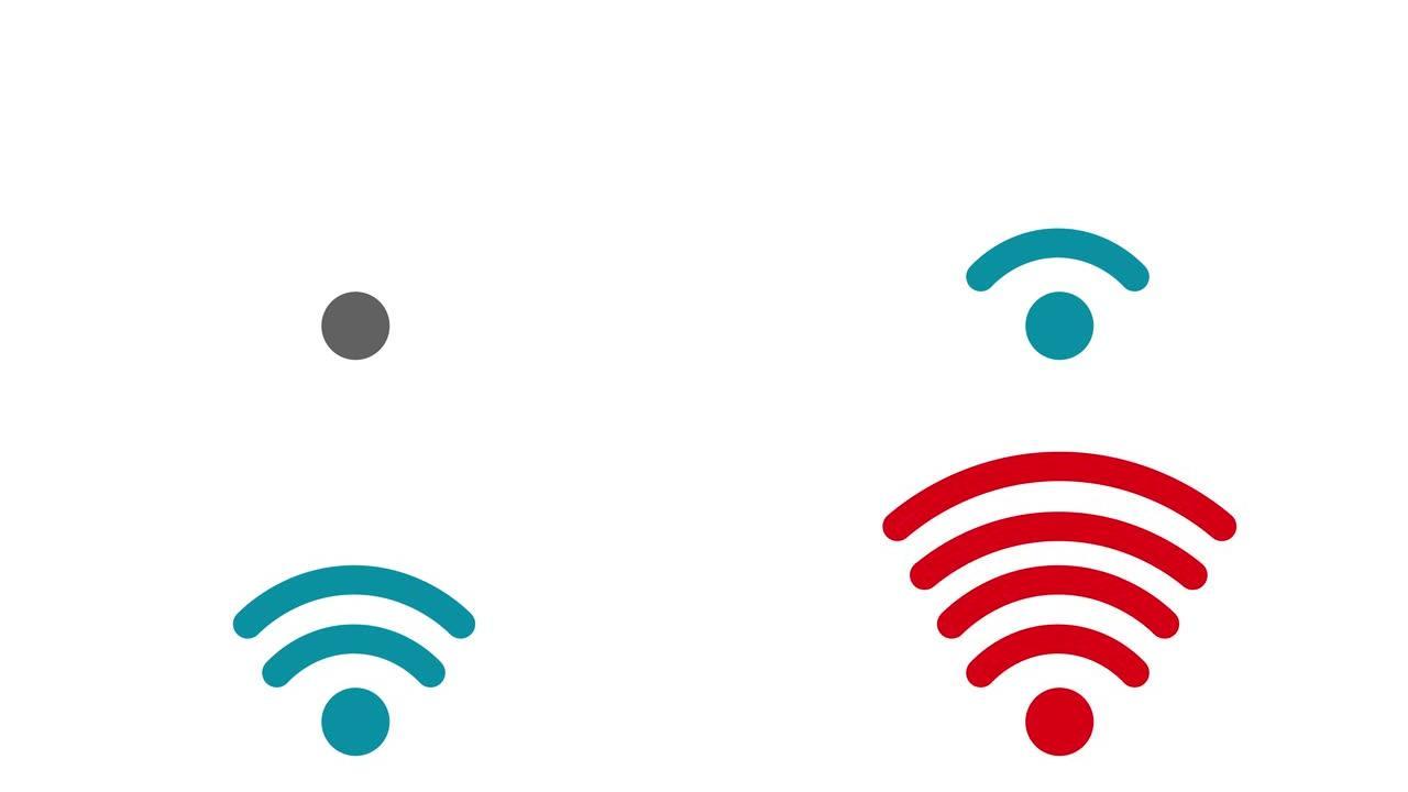 WiFi，图标，闪光灯，视频全高清动画。Wifi符号运动设计，用于网页设计，移动应用程序，用户界面设