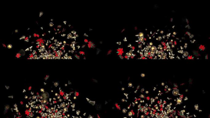 动画3d圣诞装饰品，一品红，球，铃，可循环 (系列)