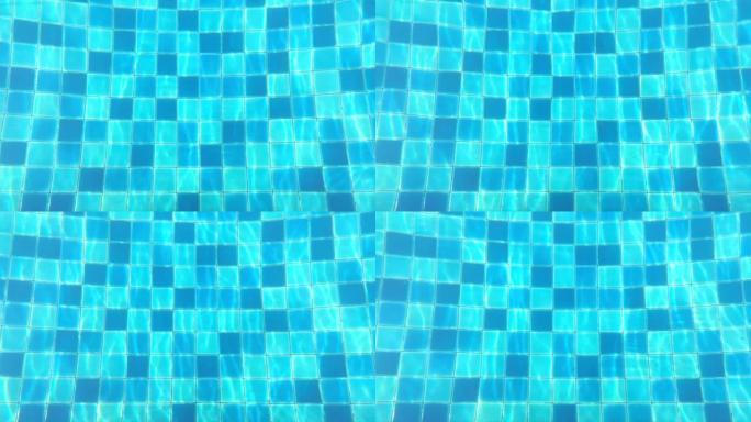 摘要游泳池底部焦散波纹和流动与波浪背景。