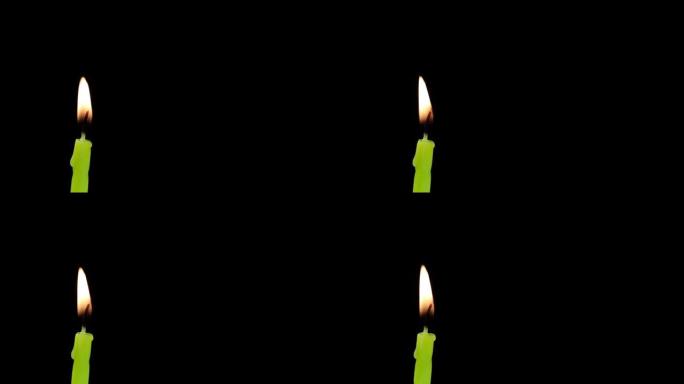 生日蜡烛极端特写，极端宏观。黑暗背景。