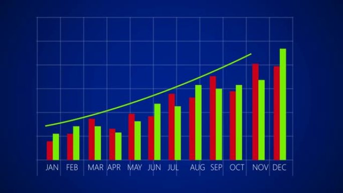 业务增长和成功箭头动画与发光。4k业务图和图图表图。商业和金融。