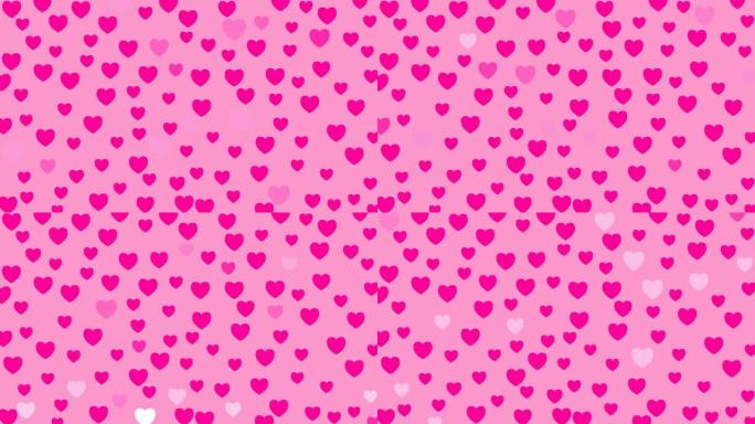 动画粉红色的心闪耀。情人节粉红色背景上的矢量插图。