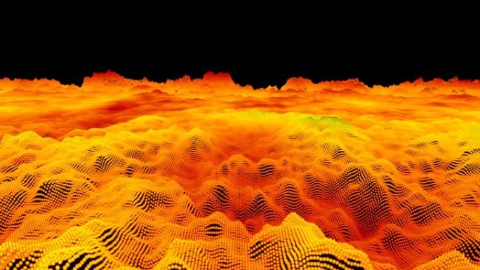 未来抽象火光火焰飞越波形声音音频音乐球振荡，可视化波技术数字表面