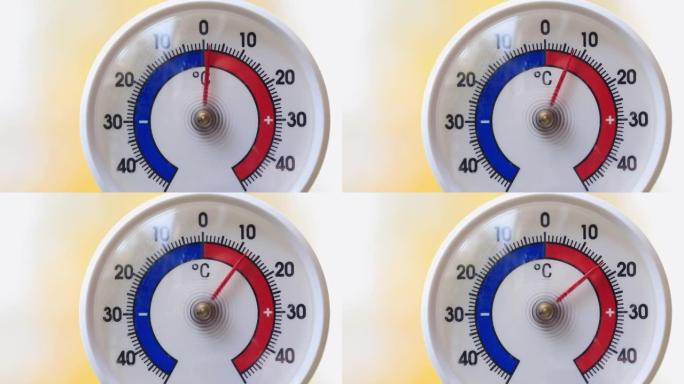 室外温度计显示温度升高-全球变暖概念
