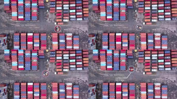 AI智能工业货运区，集装箱船在码头。