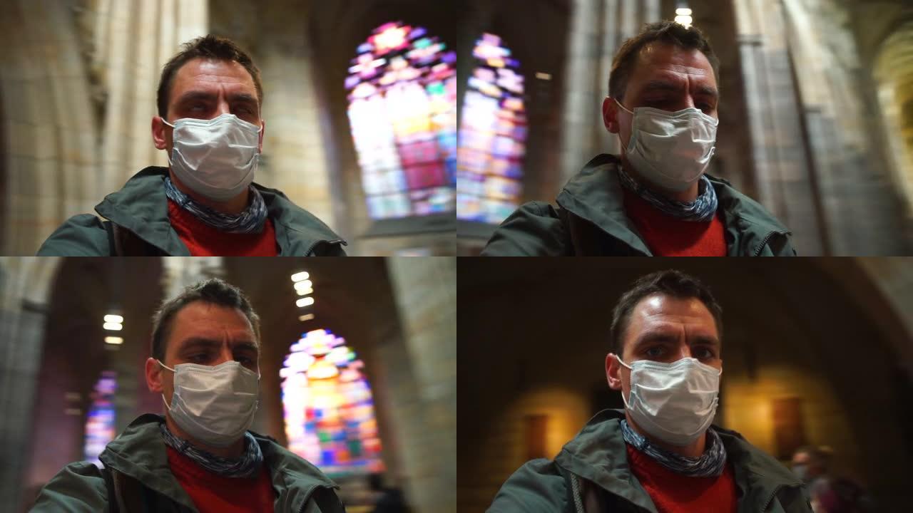 发热，头晕，新型冠状病毒肺炎症状，游客戴口罩在寺庙