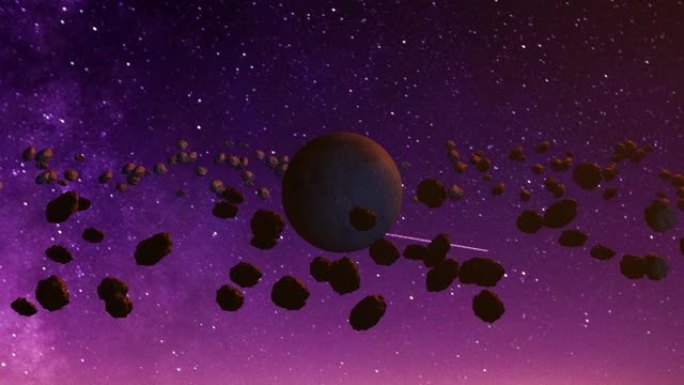 太空小行星的杰出而美丽的视野在太阳系中，小行星是围绕太阳运行的小型岩石物体，太空小行星在轨道上围绕行