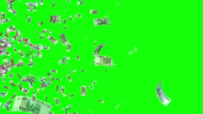 俄罗斯卢布纸币，5000橡胶，1000橡胶和500橡胶混合，动画背景循环，流动，爆炸4k无缝循环，色