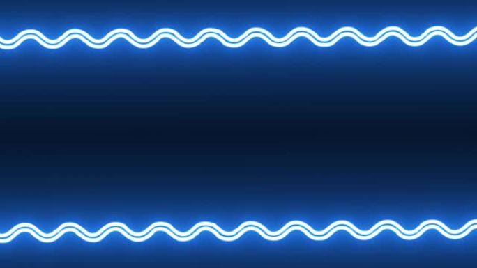 霓虹灯发光框架在白色背景上的波浪线的形式简约的背景，用于演示，文本，信笺。支持名称、标志、字母。现代