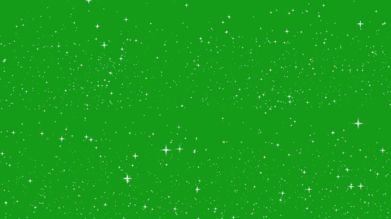 闪烁的星星运动图形与绿色屏幕背景