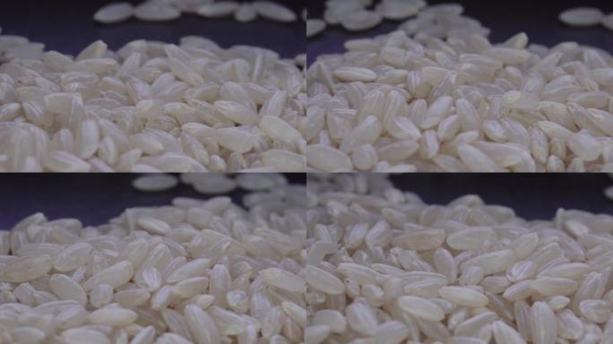 未煮熟的干糙米极端特写纺纱