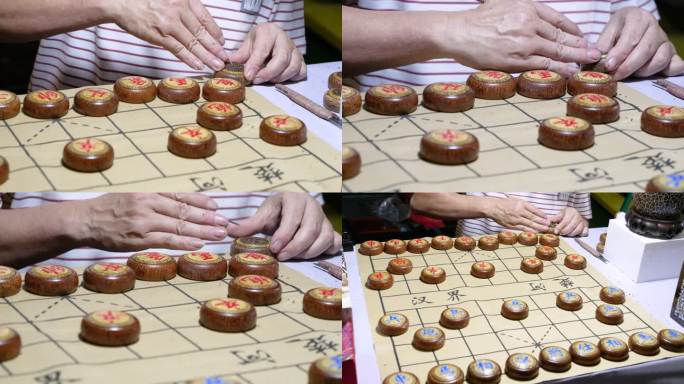 非物质文化遗产海南椰雕艺人雕刻象棋棋子