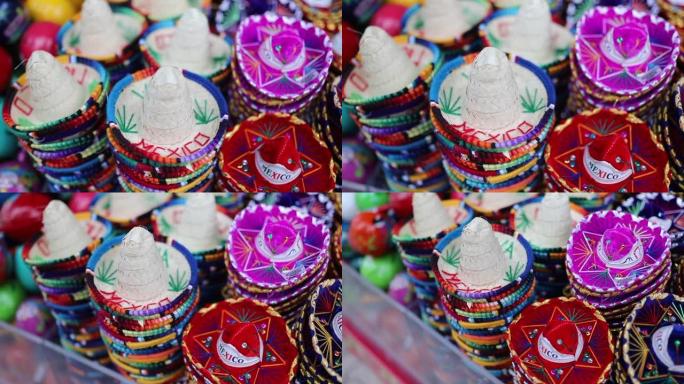 以五颜六色的墨西哥草帽形式在纪念品周围旋转