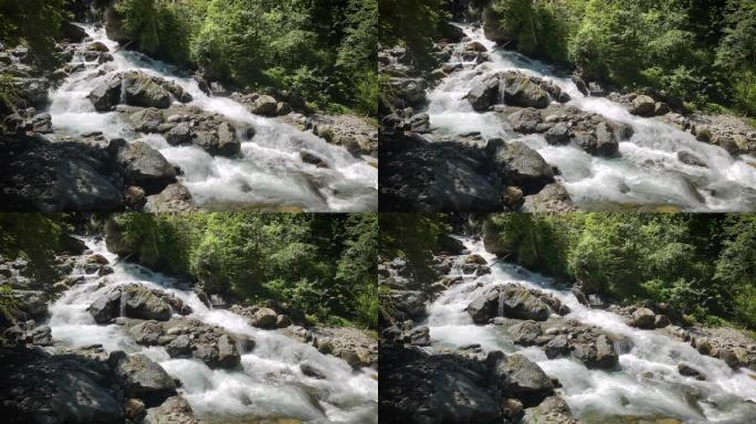 高山溪流岩石湍急溪水