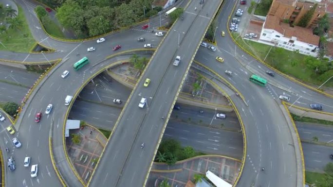 哥伦比亚麦德林的交通圈无人机镜头