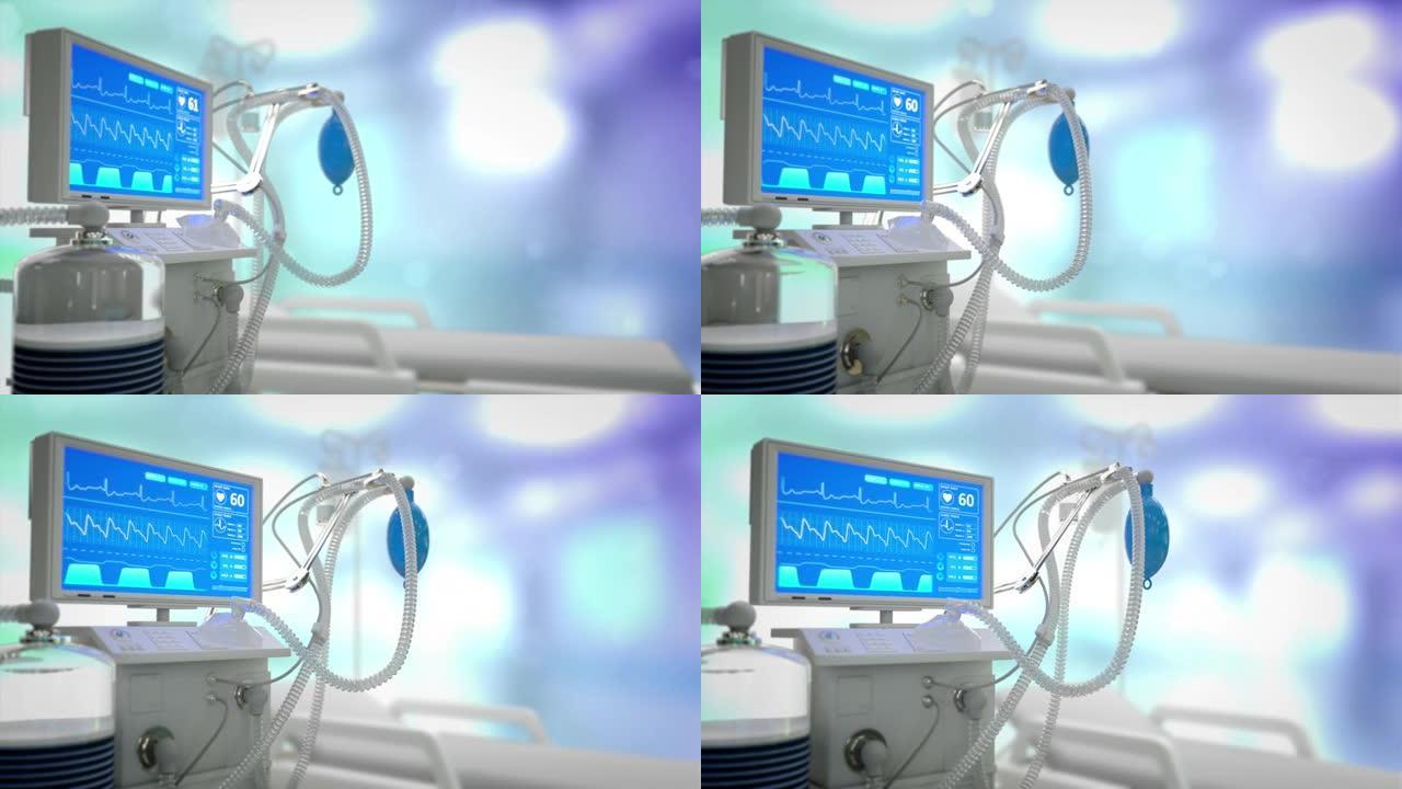 cg医学3D动画，ICU肺呼吸机在临床