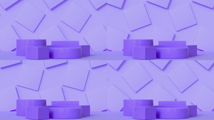 紫色场景墙几何设置讲台3d渲染运动