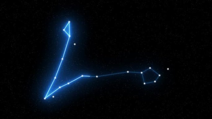 双鱼座 -- 带星域空间背景的动画十二生肖星座和星座符号