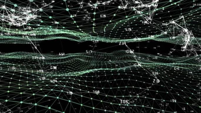 黑色背景上针对数字波的连接网络