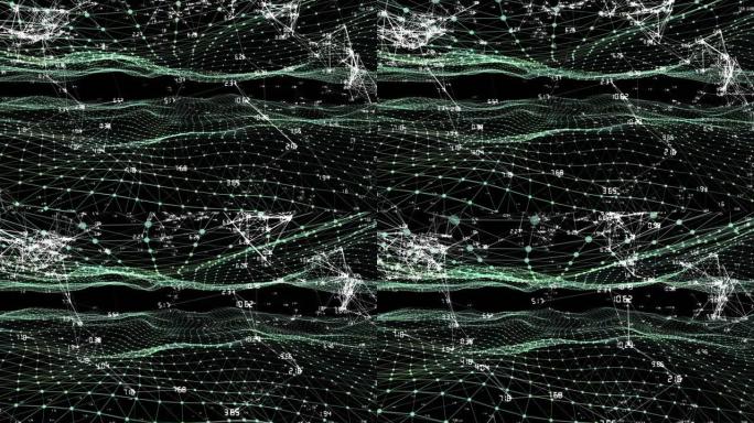 黑色背景上针对数字波的连接网络