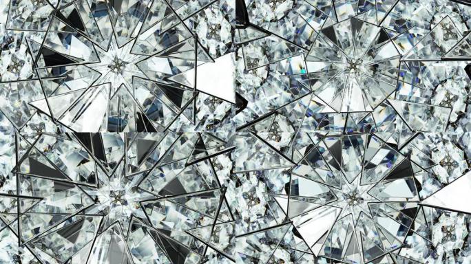 闪闪发光的宝石万花筒图案旋转无缝环