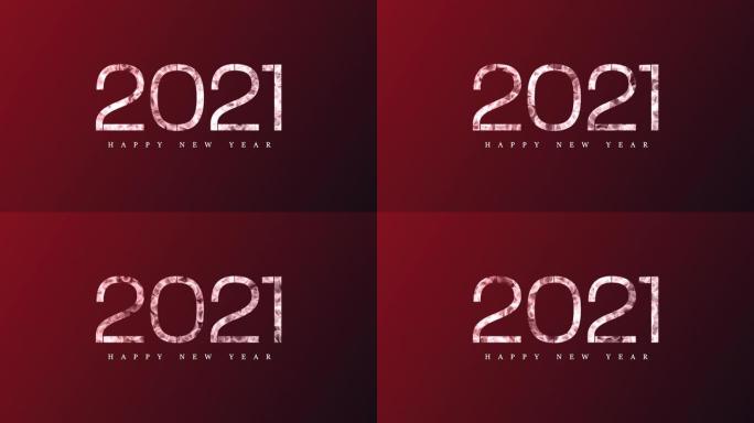 4k红色Bokeh 2021新年快乐背景