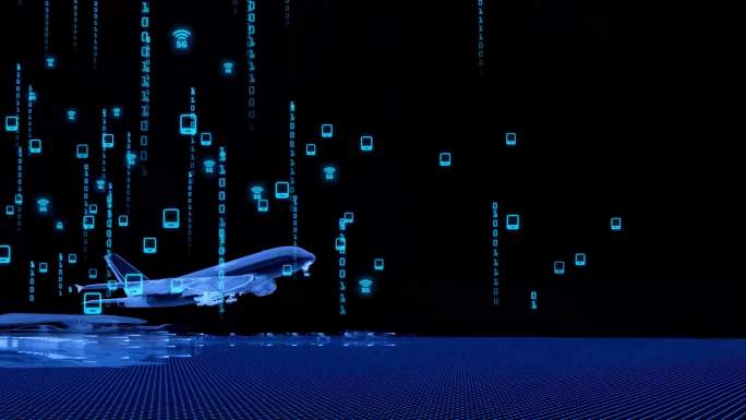 4K科技5G信息化全息航空运输飞机起飞