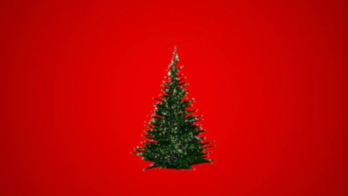 圣诞节日灯树，生长和旋转，对抗红色