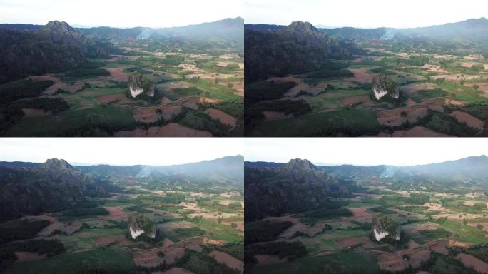 泰国帕尧省Phulungka森林公园一座标志性石灰岩山的美丽镜头视频。