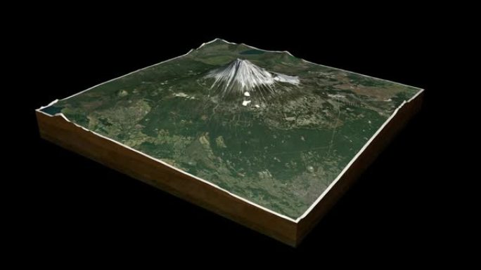 富士山地图3D渲染360度循环动画